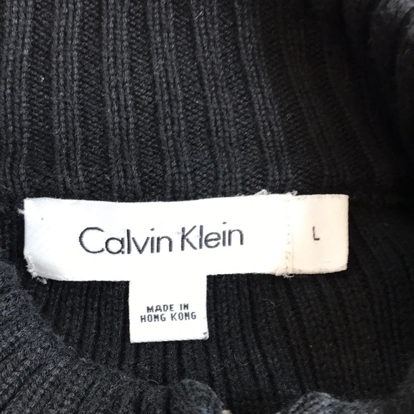 Calvin Klein Men's Black Ribbed Knit Zip Front Sweater L - Picture 3 of 13